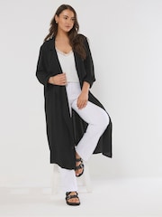 Yours Curve Black Longline Duster Jacket - Image 2 of 5