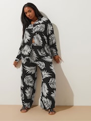 Yours Curve Black Wide Leg Crinkle Co-ord Trousers - Image 3 of 6
