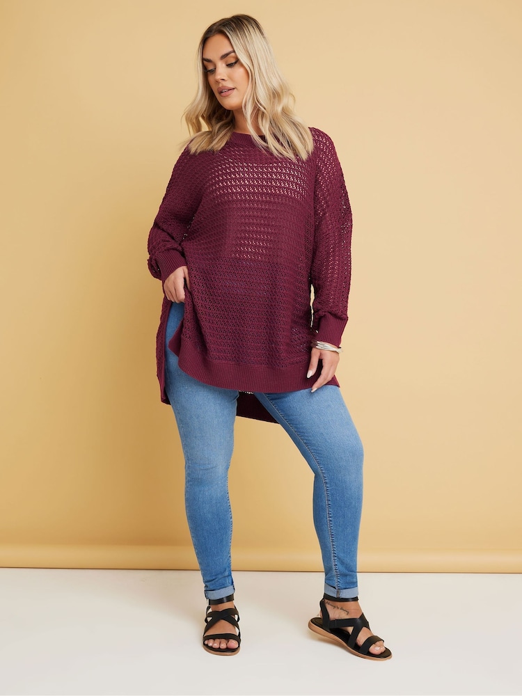Yours Curve Purple Side Split Jumper - Image 1 of 9 Yours Curve Purple Side Split Jumper - Image 1 of 9