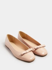 Long Tall Sally Nude Patent Bow Ballet Pumps - Image 2 of 5
