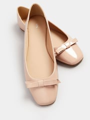 Long Tall Sally Nude Patent Bow Ballet Pumps - Image 5 of 5