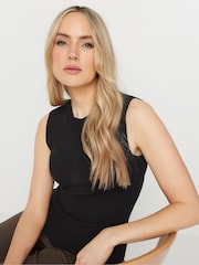 Long Tall Sally Black Ribbed High Neck Vest - Image 4 of 4