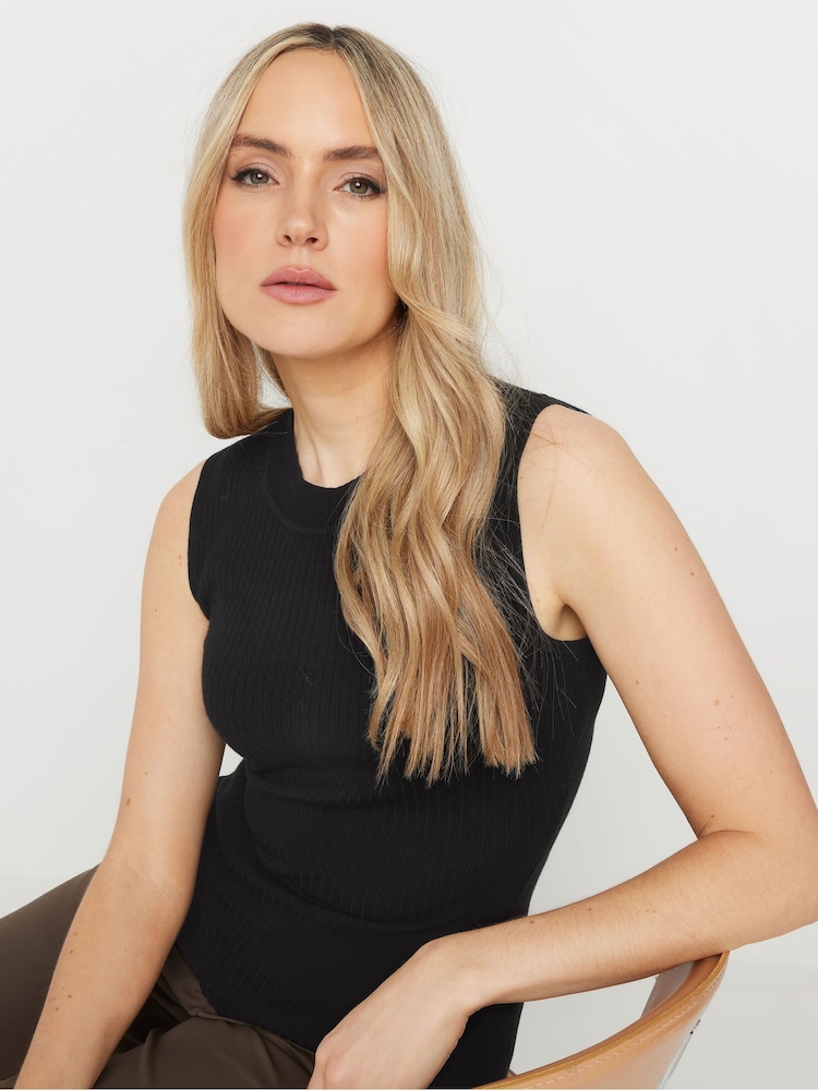 Long Tall Sally Black Ribbed High Neck Vest - Image 4 of 4