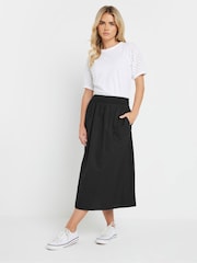 M&Co Black Petite Poplin Midi 100% Cotton Skirt - Image 2 of 5