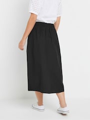 M&Co Black Petite Poplin Midi 100% Cotton Skirt - Image 3 of 5