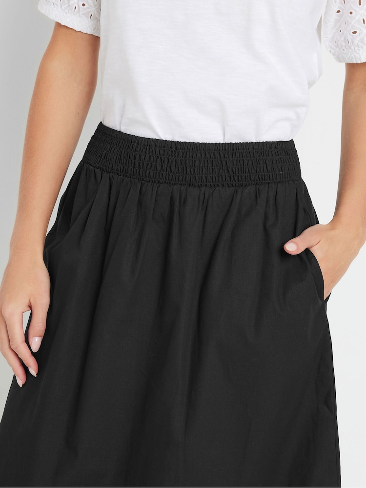 M&Co Black Petite Poplin Midi 100% Cotton Skirt - Image 4 of 5