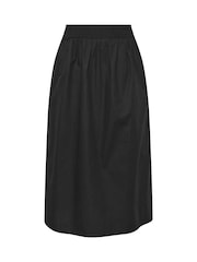 M&Co Black Petite Poplin Midi 100% Cotton Skirt - Image 5 of 5