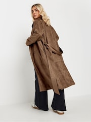 Yours Curve Brown Suede Trench Coat - Image 2 of 6
