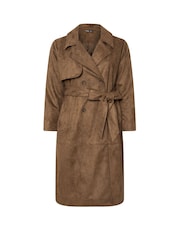 Yours Curve Brown Suede Trench Coat - Image 6 of 6