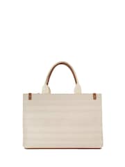 Dune London Light Gray Large Deltra Stripe Canvas Tote Bag - Image 3 of 5