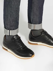 Dune London Black Wide Fit Trilogy Perforated Runner Trainers - Image 1 of 6