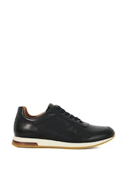 Dune London Black Wide Fit Trilogy Perforated Runner Trainers - Image 2 of 6