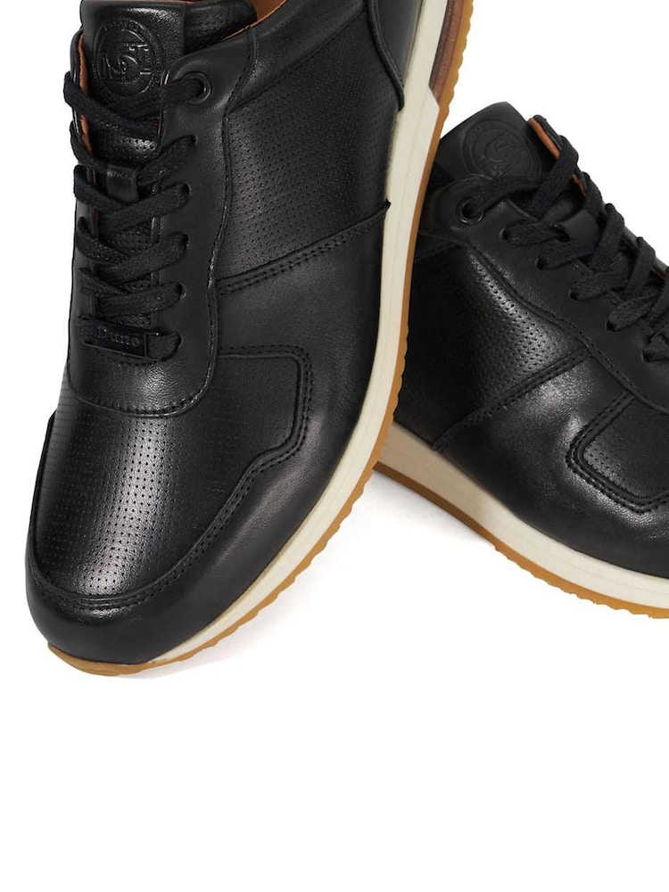 Dune London Black Wide Fit Trilogy Perforated Runner Trainers - Image 6 of 6