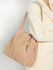Dune London Pink Dominic Large Pleated Slouch Bag - Image 1 of 5