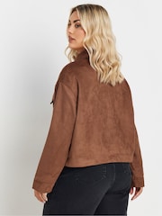 Yours Curve Brown Short Suede Jacket - Image 2 of 5