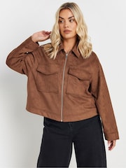 Yours Curve Brown Short Suede Jacket - Image 3 of 5