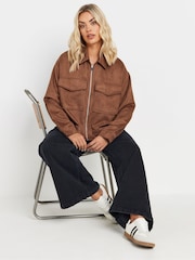 Yours Curve Brown Short Suede Jacket - Image 4 of 5
