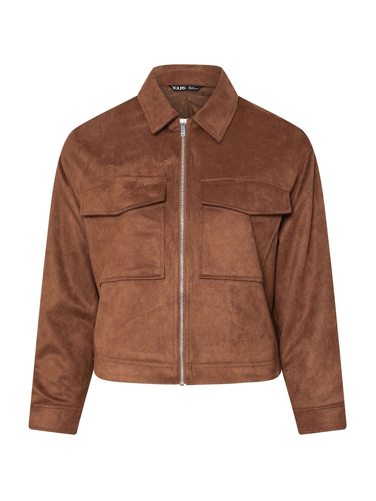 Yours Curve Brown Short Suede Jacket - Image 5 of 5