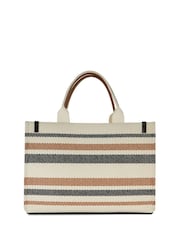 Dune London Brown Large Deltra Stripe Canvas Tote Bag - Image 4 of 6