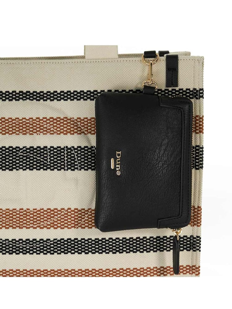 Dune London Brown Large Deltra Stripe Canvas Tote Bag - Image 6 of 6
