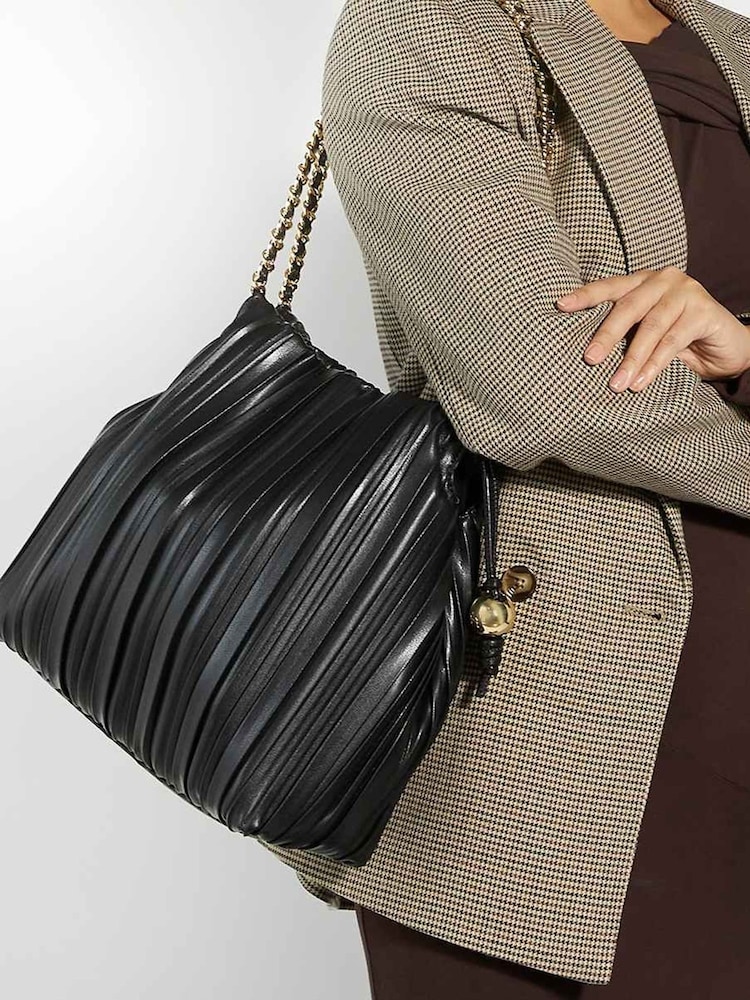 Dune London Black Dominic Large Pleated Slouch Bag - Image 1 of 5 Dune London Black Dominic Large Pleated Slouch Bag - Image 1 of 5