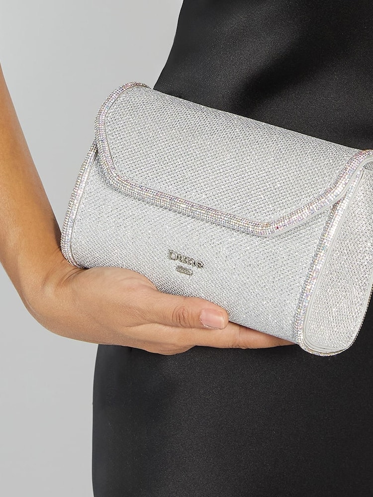Silber - Dune London Bellini Clutch mit Umschlag und Bordürendetail - Bild 1 von 5