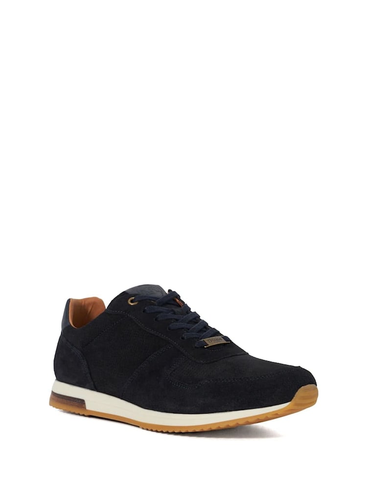 Dune London Blue Wide Fit Trilogy Perforated Runner Trainers - Image 3 of 6