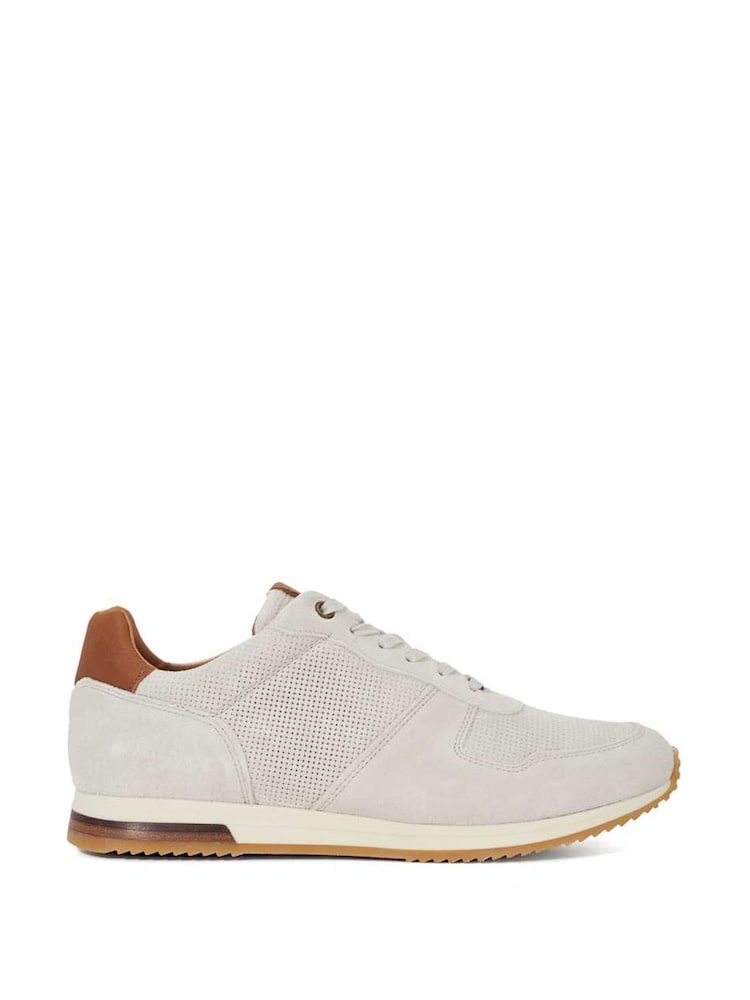 Dune London White Wide Fit Trilogy Perforated Runner Trainers - Image 1 of 5