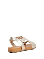 Dune London Gold Standard Fit Dune London Gold Wide Fit Landies Cross Strap Comfort Flat Sandals - Image 3 of 6
