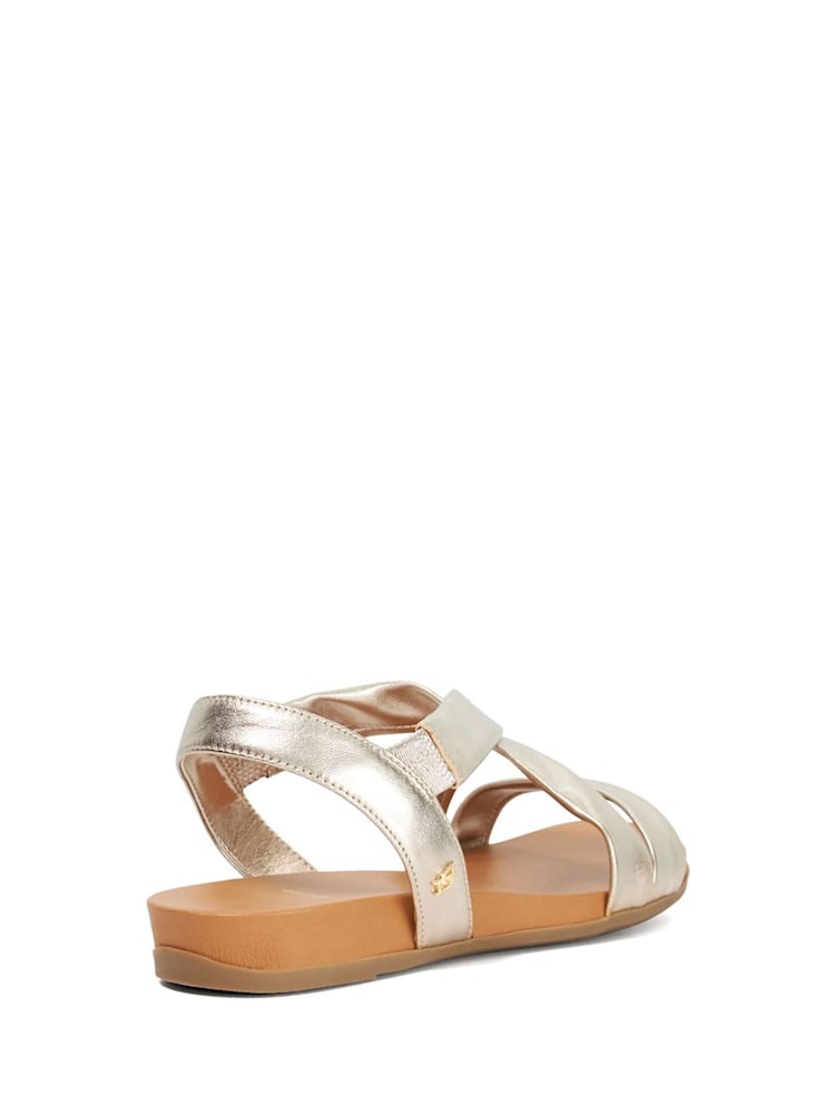 Dune London Gold Standard Fit Dune London Gold Wide Fit Landies Cross Strap Comfort Flat Sandals - Image 3 of 6
