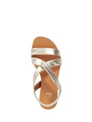 Dune London Gold Standard Fit Dune London Gold Wide Fit Landies Cross Strap Comfort Flat Sandals - Image 4 of 6