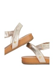 Dune London Gold Standard Fit Dune London Gold Wide Fit Landies Cross Strap Comfort Flat Sandals - Image 5 of 6