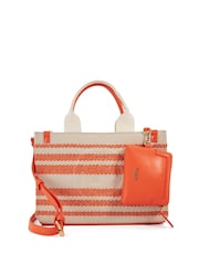 Dune London Orange Dinkideltra Medium Canvas Book 100% Cotton Bag - Image 1 of 5