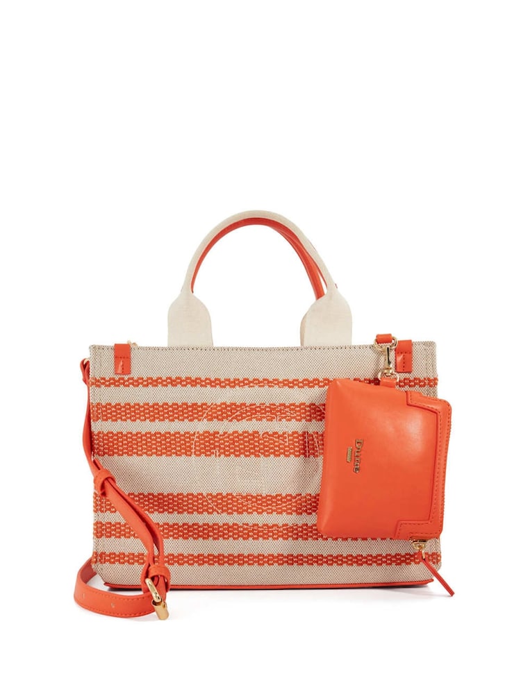 Dune London Orange Dinkideltra Medium Canvas Book 100% Cotton Bag - Image 1 of 5