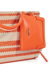 Dune London Orange Dinkideltra Medium Canvas Book 100% Cotton Bag - Image 4 of 5