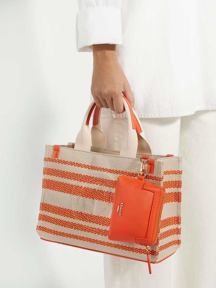 Dune London Orange Dinkideltra Medium Canvas Book 100% Cotton Bag - Image 5 of 5