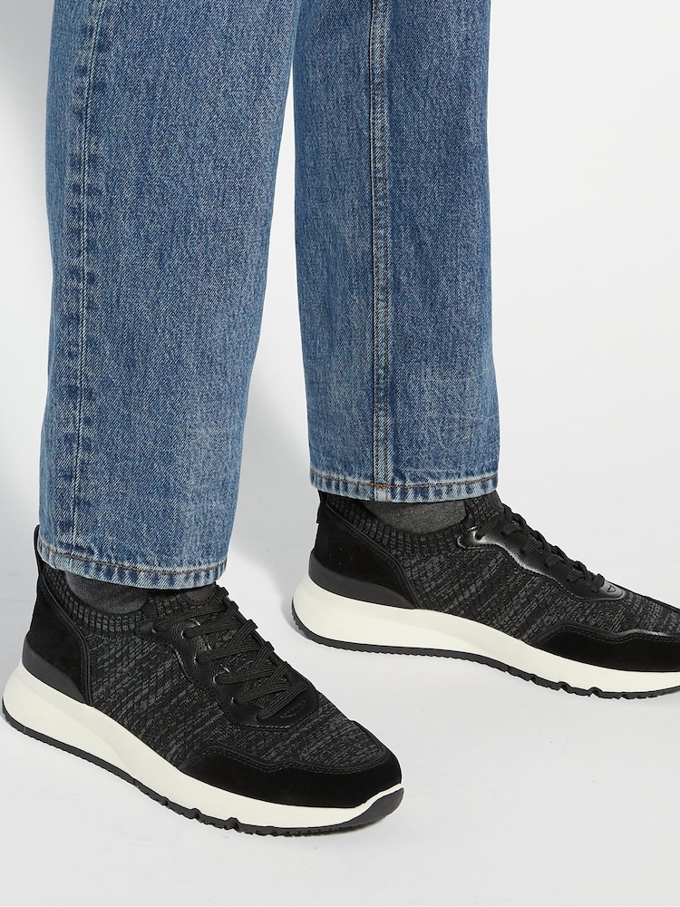 Dune London Black Thorny Knitted Runner Trainers - Image 1 of 6