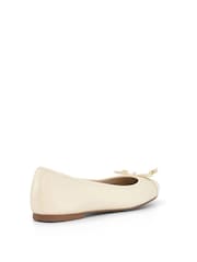 Dune London Cream Standard Fit Hallo Charm Trim Leather Ballet Shoes - Image 4 of 6