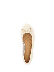 Dune London Cream Standard Fit Hallo Charm Trim Leather Ballet Shoes - Image 5 of 6