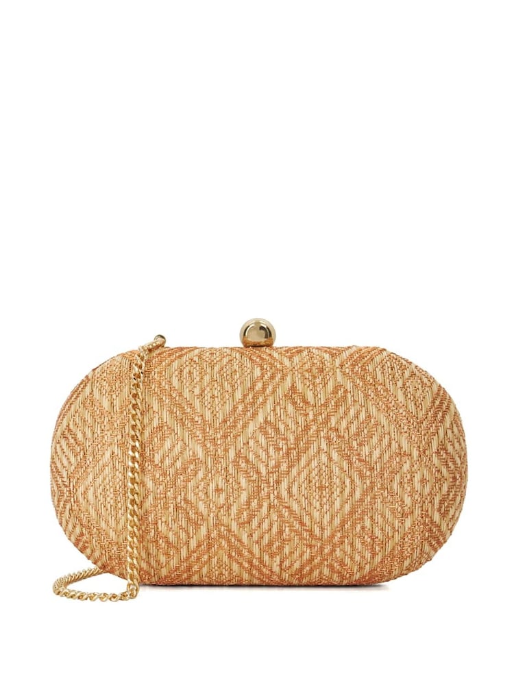Dune London Brown Extra Oval Woven Clutch Bag - Image 2 of 5