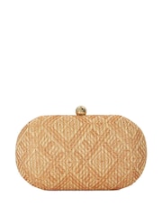 Dune London Brown Extra Oval Woven Clutch Bag - Image 3 of 5