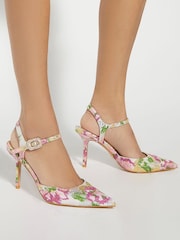 Dune London Pink/Cream Standard Fit Channel Y Back Open Court Heels - Image 1 of 6