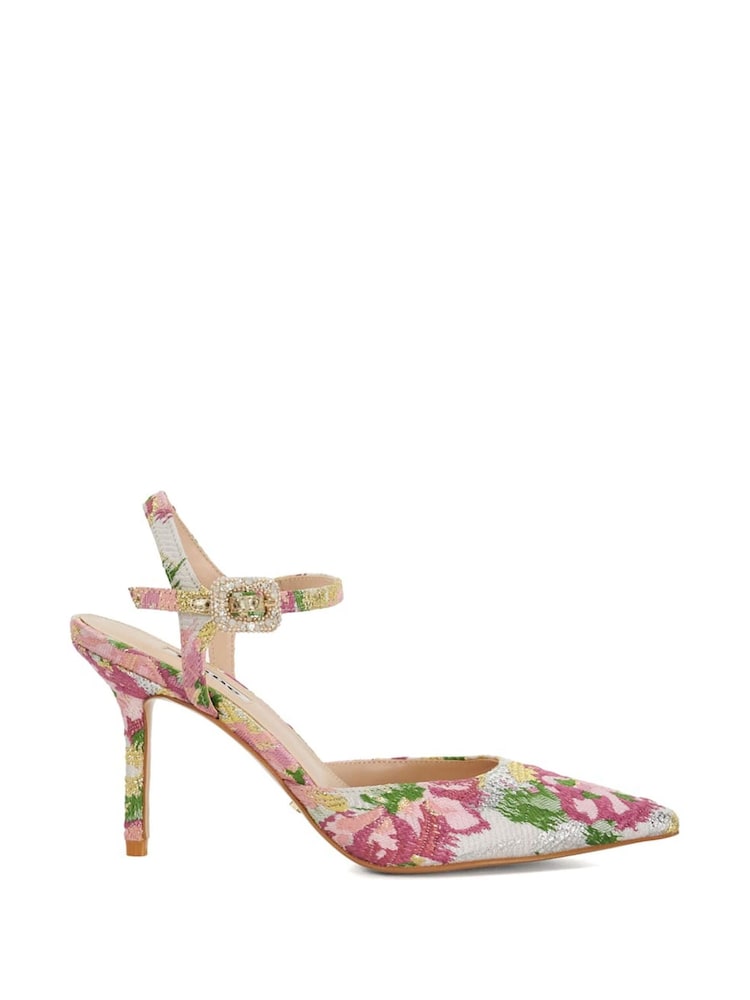 Dune London Pink/Cream Standard Fit Channel Y Back Open Court Heels - Image 2 of 6