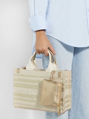 Dune London Gold Dinkideltra Medium Canvas Book 100% Cotton Bag - Image 1 of 5