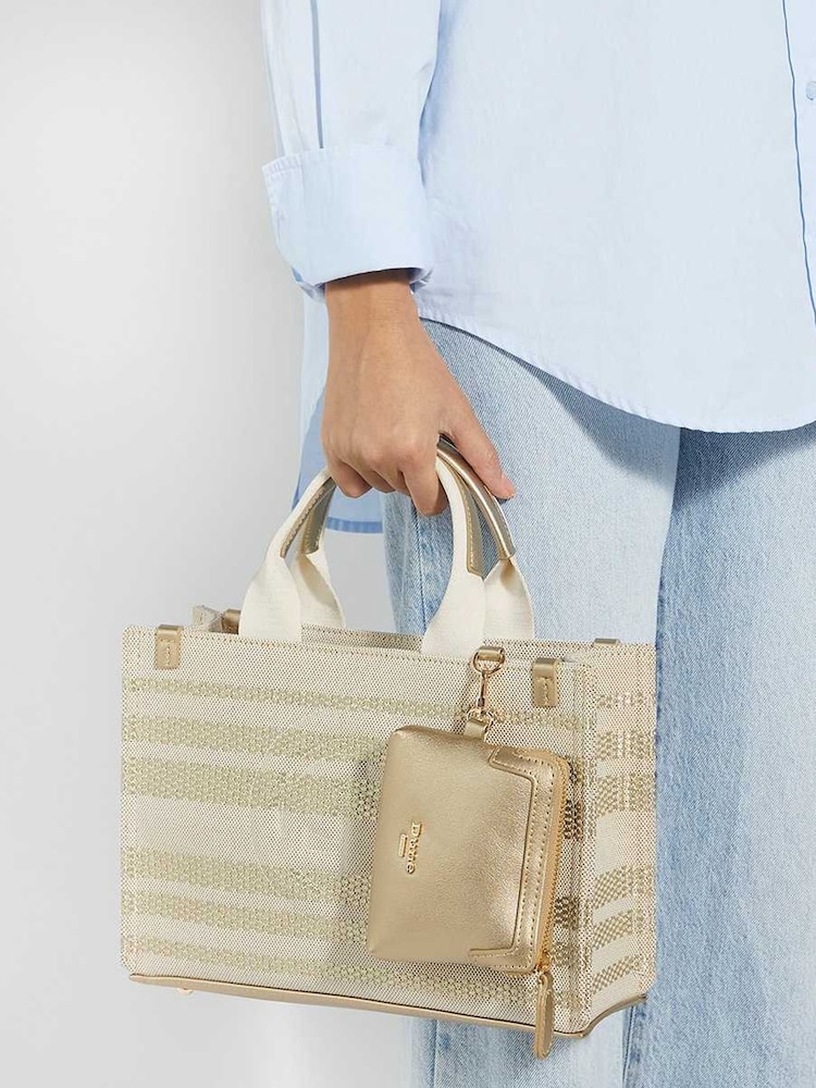 Dune London Gold Dinkideltra Medium Canvas Book 100% Cotton Bag - Image 1 of 5