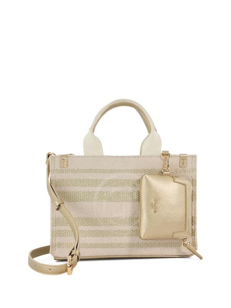 Dune London Gold Dinkideltra Medium Canvas Book 100% Cotton Bag - Image 2 of 5