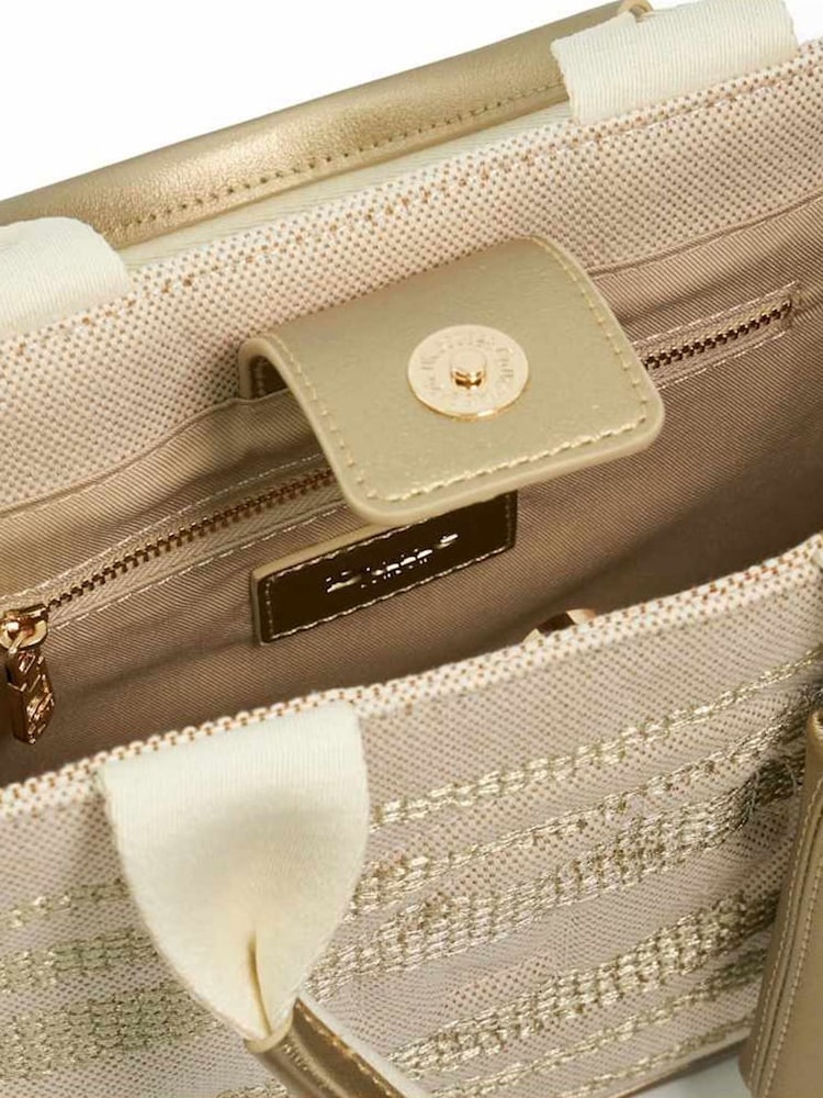 Dune London Gold Dinkideltra Medium Canvas Book 100% Cotton Bag - Image 5 of 5
