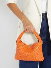 Dune London Orange Dinky deliberate Mini Woven Slouch Bag - Image 1 of 4