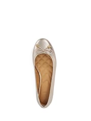 Dune London Gold Glitter Standard Fit Hallo Charm Trim Leather Ballet Shoes - Image 5 of 6
