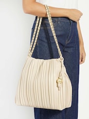 Dune London Cream Dominic Large Pleated Slouch Bag - Image 1 of 5